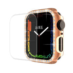 ENKAY Hat-Prince Electroplate PC Diamond Watch Case + Full Coverage Curved PET Screen Protector Film For Apple Watch Series 7 41mm