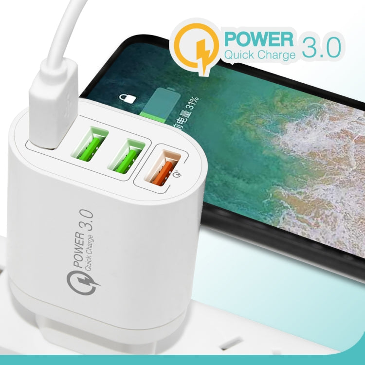 QC-04 QC3.0 + 3 x USB 2.0 Multi-ports Charger for Mobile Phone Tablet, UK Plug, UK Plug