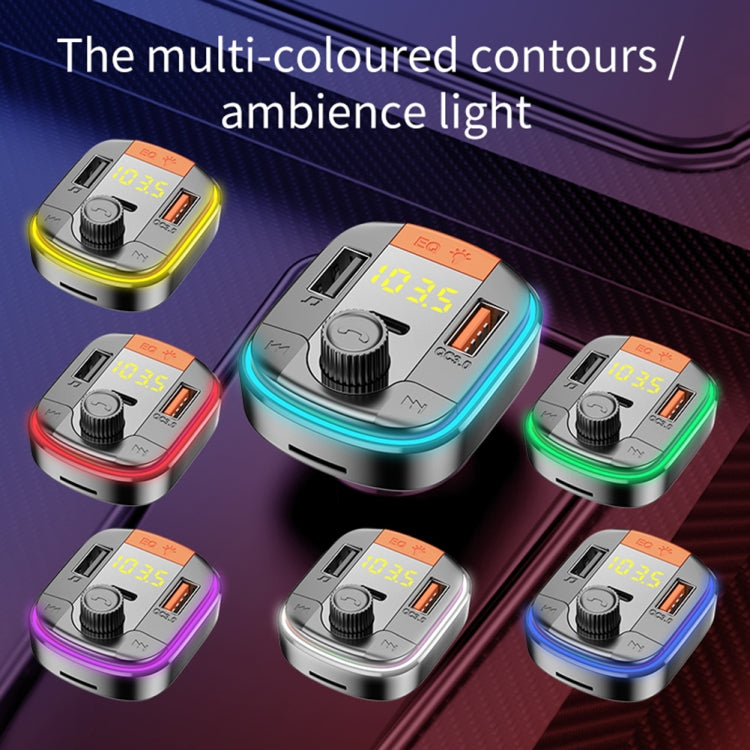 T832 Car Bluetooth FM Transmitter Colorful Light MP3 Player Powerful Quick Charger QC3.0, T832