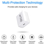 AU-20W PD USB-C / Type-C Travel Charger with Type-C to Type-C Data Cable, AU Plug, AU Plug + 1m PD Cable, AU Plug + 2m PD Cable