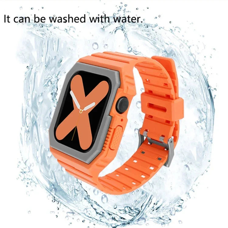 Silicone Strap with Case For Apple Watch Series, 7 41mm / 6&SE&5&4 40mm / 3&2&1 38mm, 7 45mm / 6&SE&5&4 44mm / 3&2&1 42mm