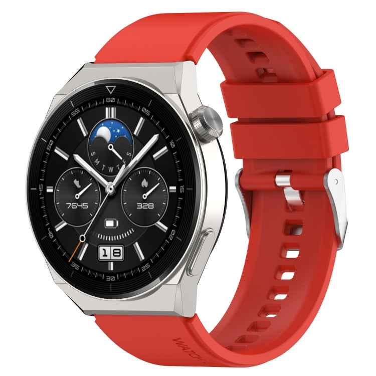 Protruding Head Silver Buckle Silicone Watch Band, For Huawei Watch GT 3 Pro 46mm 22mm, For Huawei Watch GT 3 Pro 43mm 20mm