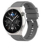 Protruding Head Silver Buckle Silicone Watch Band, For Huawei Watch GT 3 Pro 46mm 22mm, For Huawei Watch GT 3 Pro 43mm 20mm