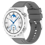 Protruding Head Silver Buckle Silicone Watch Band, For Huawei Watch GT 3 Pro 46mm 22mm, For Huawei Watch GT 3 Pro 43mm 20mm