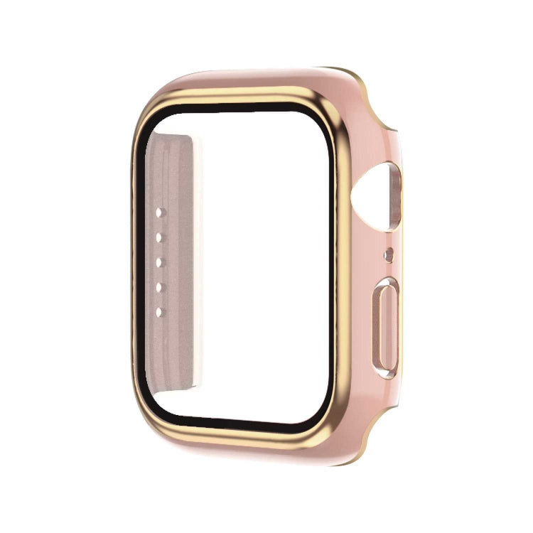 Electroplating Two-color PC+Tempered Film Watch Case, For Apple Watch Series 9 / 8 / 7 45mm, For Apple Watch Series 6/5/4/SE 44mm