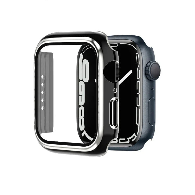 Electroplating Two-color PC+Tempered Film Watch Case, For Apple Watch Series 6/5/4/SE 40mm, For Apple Watch Series 3/2/1 38mm