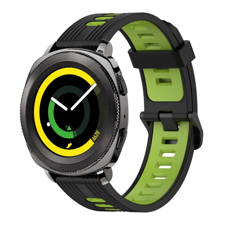20mm Vertical Pattern Two-Color Silicone Watch Band, For Samsung Galaxy watch 42mm, For Samsung Gear Sport, For Samsung Gear S2 Classic