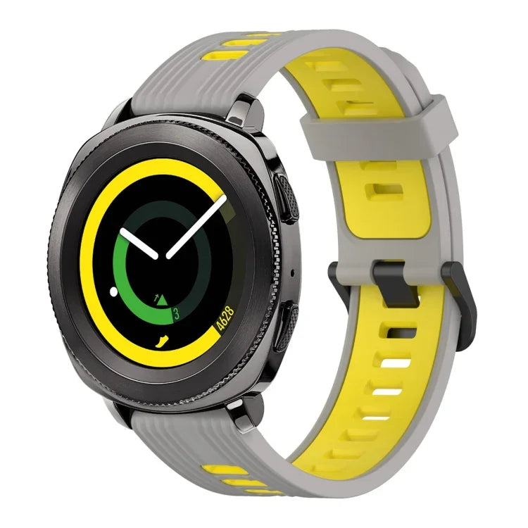 20mm Vertical Pattern Two-Color Silicone Watch Band, For Samsung Galaxy watch 42mm, For Samsung Gear Sport, For Samsung Gear S2 Classic