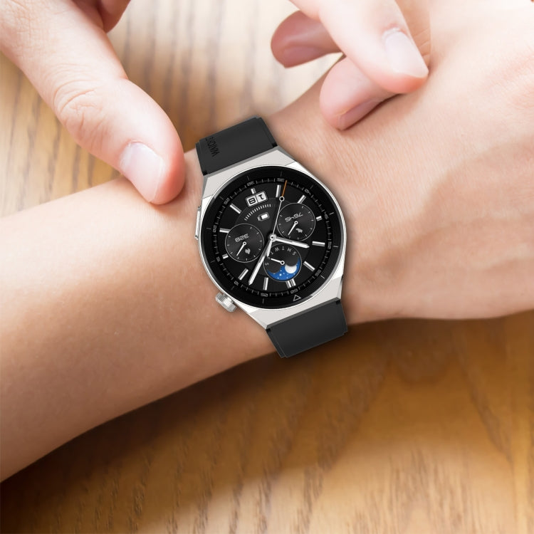 Protruding Head Silicone Strap Silver Buckle, For Huawei Watch GT 42mm/46mm / GT2 46mm 22mm, For Honor Watch GS Pro 22mm, For Honor Magic Watch 2 46mm 22mm, For Huawei Watch GT3 42mm 20mm