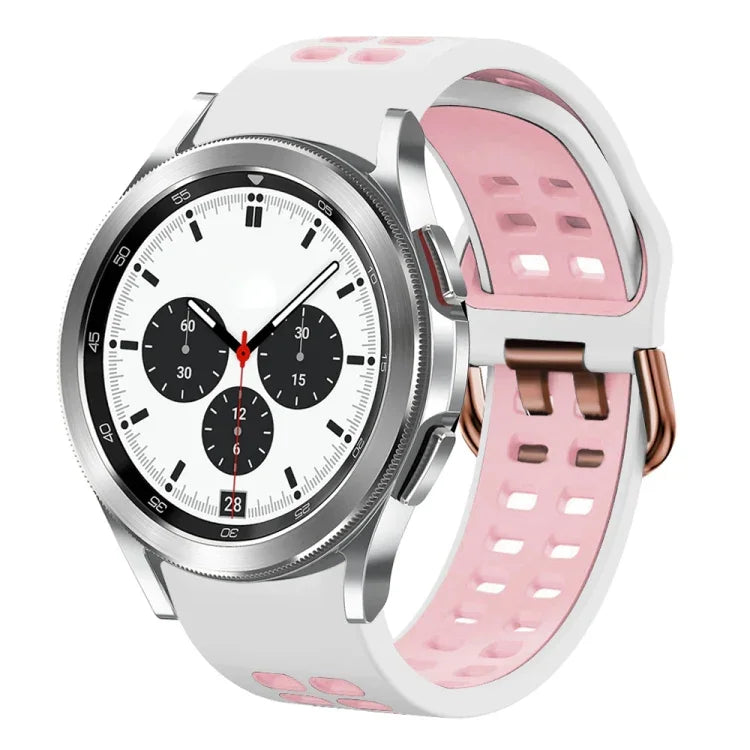 20mm Breathable Two-Color Silicone Watch Band, For Samsung Galaxy Watch 4 Classic 42mm, For Galaxy Watch Active 2