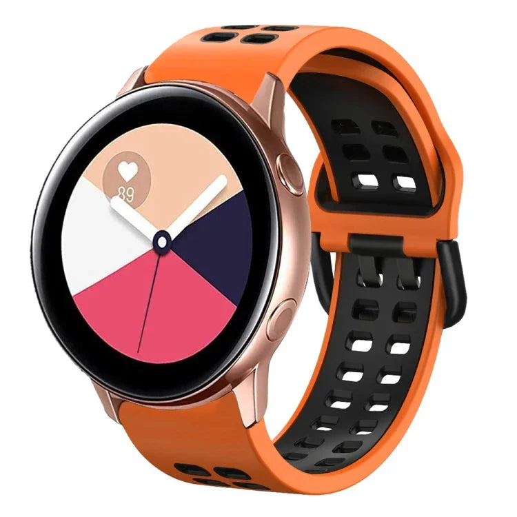 20mm Breathable Two-Color Silicone Watch Band, For Samsung Galaxy Watch 4 Classic 42mm, For Galaxy Watch Active 2