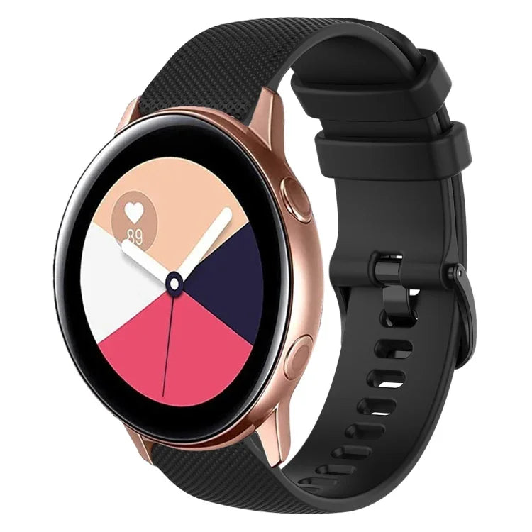 20mm Plaid Solid Color Silicone Watch Band, For Samsung Galaxy Watch4 44mm, For Samsung Galaxy Watch4 Classic 46mm, For Samsung Galaxy Watch4 Classic 42mm, For Samsung Galaxy Watch Active 2