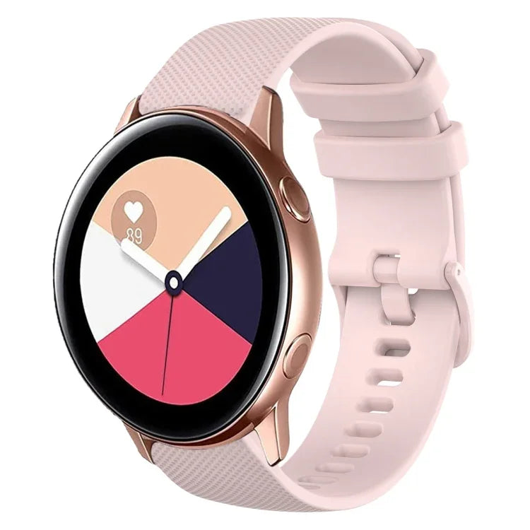 20mm Plaid Solid Color Silicone Watch Band, For Samsung Galaxy Watch4 44mm, For Samsung Galaxy Watch4 Classic 46mm, For Samsung Galaxy Watch4 Classic 42mm, For Samsung Galaxy Watch Active 2