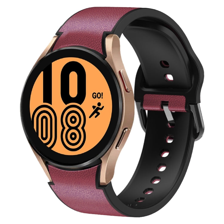 20mm Silicone Adhesive Leather Watch Band, For Samsung Galaxy Watch 5 40mm, For Samsung Galaxy Watch 5 44mm, For Samsung Galaxy Watch 5 Pro 45mm, For Samsung Galaxy Watch 4 40mm, For Samsung Galaxy Watch 4 44mm