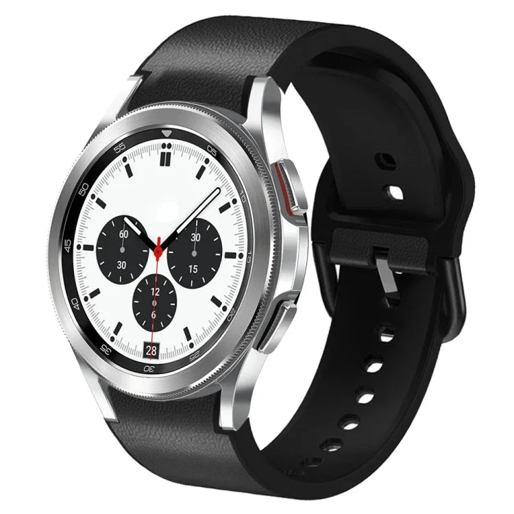 20mm Silicone Adhesive Leather Watch Band, For Samsung Galaxy Watch 4 Classic 46mm, For Samsung Galaxy Watch 4 Classic 42mm, For Samsung Galaxy Watch Active 2