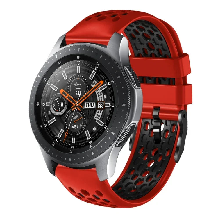 22mm Two-Color Breathable Silicone Watch Band, For Samsung Galaxy Watch3 45mm, For Samsung Galaxy Watch 46mm, For Samsung Gear S3 Classic, For Samsung Gear S3 Frontier