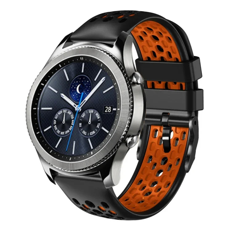 22mm Two-Color Breathable Silicone Watch Band, For Samsung Galaxy Watch3 45mm, For Samsung Galaxy Watch 46mm, For Samsung Gear S3 Classic, For Samsung Gear S3 Frontier
