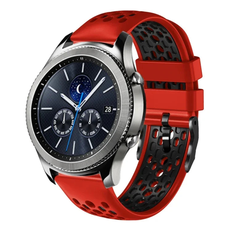 22mm Two-Color Breathable Silicone Watch Band, For Samsung Galaxy Watch3 45mm, For Samsung Galaxy Watch 46mm, For Samsung Gear S3 Classic, For Samsung Gear S3 Frontier