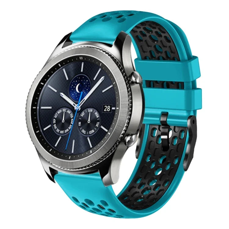 22mm Two-Color Breathable Silicone Watch Band, For Samsung Galaxy Watch3 45mm, For Samsung Galaxy Watch 46mm, For Samsung Gear S3 Classic, For Samsung Gear S3 Frontier