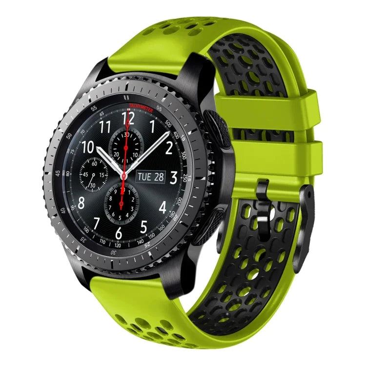 22mm Two-Color Breathable Silicone Watch Band, For Samsung Galaxy Watch3 45mm, For Samsung Galaxy Watch 46mm, For Samsung Gear S3 Classic, For Samsung Gear S3 Frontier