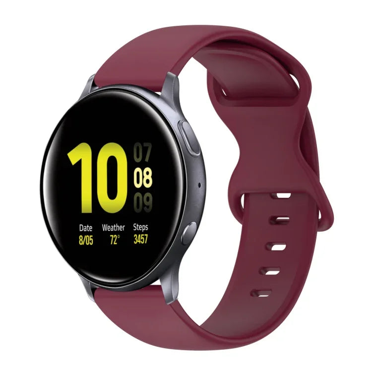 20mm Butterfly Buckle Solid Color Silicone Watch Band, For Samsung Galaxy Watch 4 44mm, For Samsung Galaxy Watch 4 Classic 46mm, For Samsung Galaxy Watch 4 Classic 42mm, For Samsung Galaxy Watch Active 2