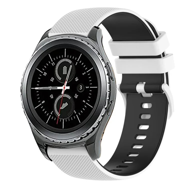 20mm Checkered Two-Color Silicone Watch Band, For Samsung Gear Sport, For Samsung Gear S2 Classic