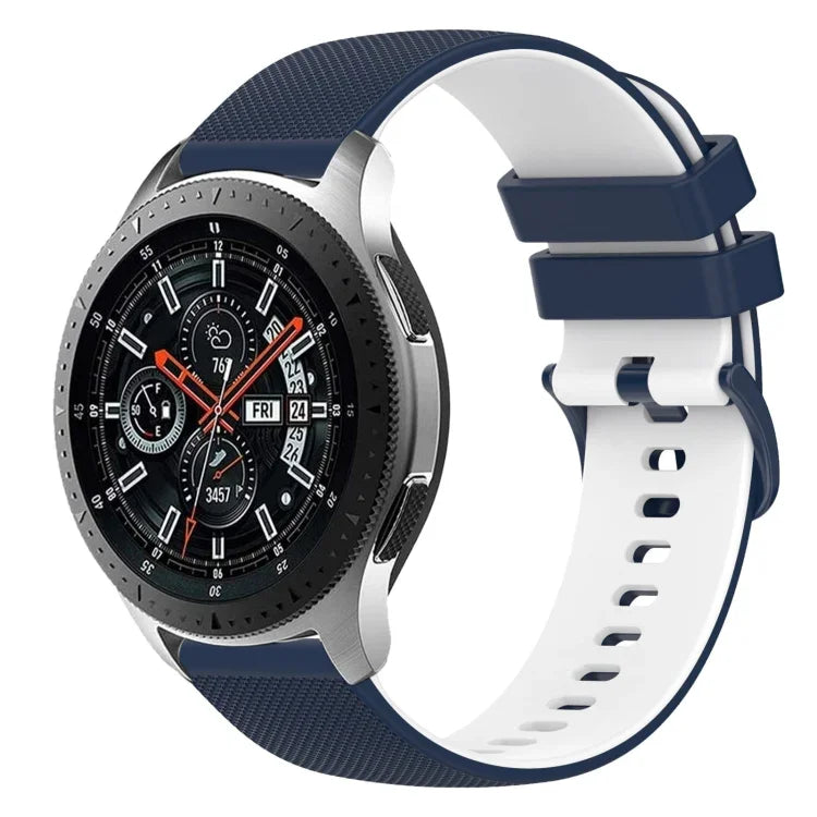 22mm Checkered Two-Color Silicone Watch Band, For Samsung Galaxy Watch3 45mm, For Samsung Galaxy Watch 46mm, For Samsung Gear S3 Classic, For Samsung Gear S3 Frontier