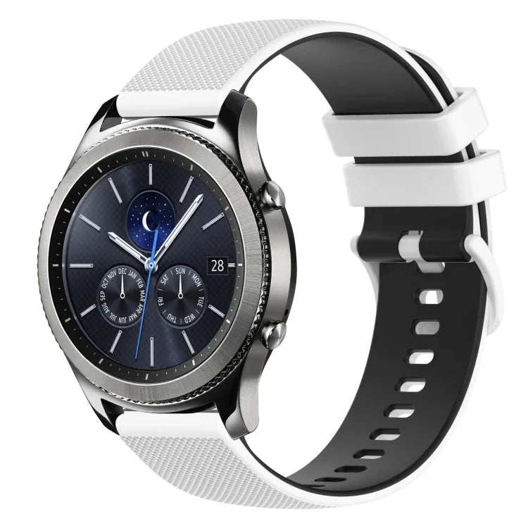 22mm Checkered Two-Color Silicone Watch Band, For Samsung Galaxy Watch3 45mm, For Samsung Galaxy Watch 46mm, For Samsung Gear S3 Classic, For Samsung Gear S3 Frontier