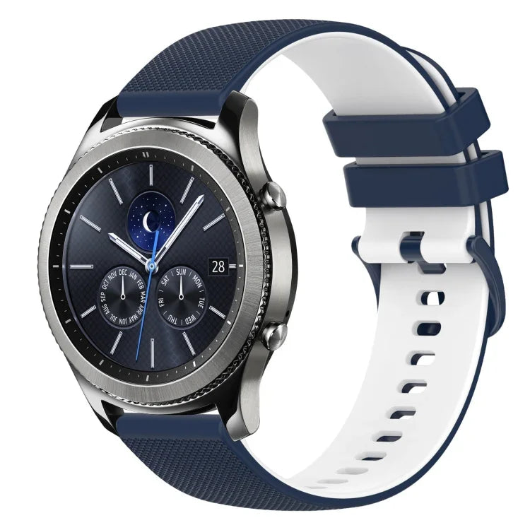 22mm Checkered Two-Color Silicone Watch Band, For Samsung Galaxy Watch3 45mm, For Samsung Galaxy Watch 46mm, For Samsung Gear S3 Classic, For Samsung Gear S3 Frontier