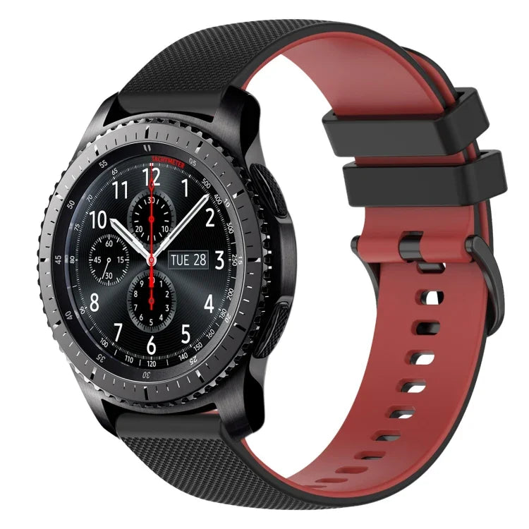 22mm Checkered Two-Color Silicone Watch Band, For Samsung Galaxy Watch3 45mm, For Samsung Galaxy Watch 46mm, For Samsung Gear S3 Classic, For Samsung Gear S3 Frontier