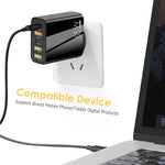 65W Dual PD Type-C + 3 x USB Multi Port Charger for Phone and Tablet PC, US Plug, US Plug