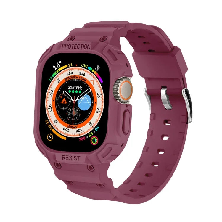 For Apple Watch Ultra 3 / 2 / 1 49mm JUNSUNMAY Integrated TPU Case Adjustable Elastic Watch Band