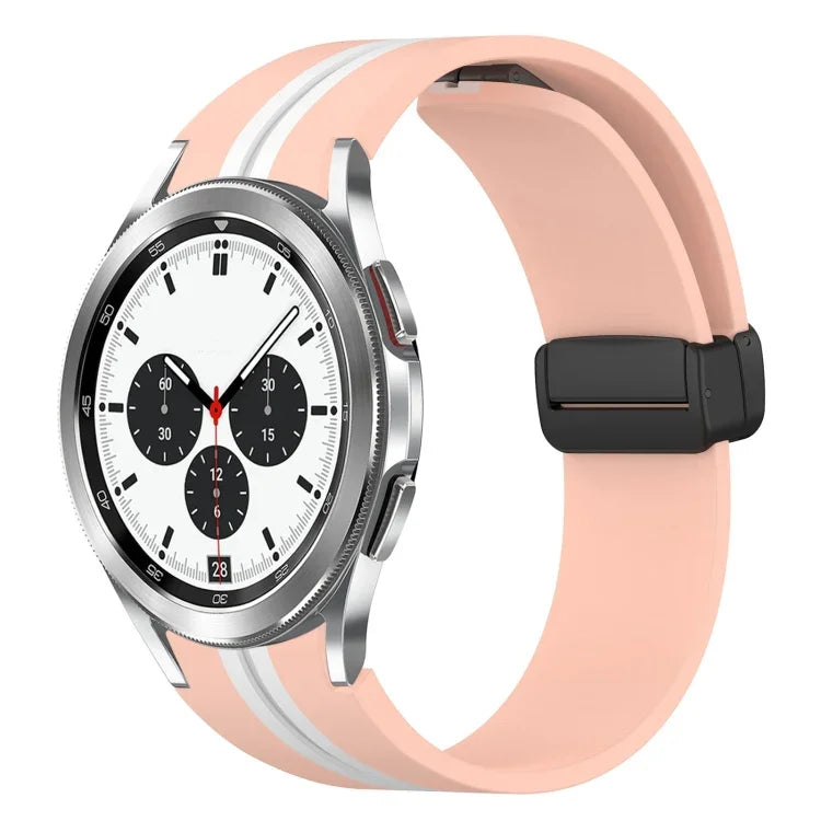 Folding Magnetic Clasp Silicone Watch Band, For Samsung Galaxy Watch 4 Classic 46mm, For Samsung Galaxy Watch 4 Classic 42mm