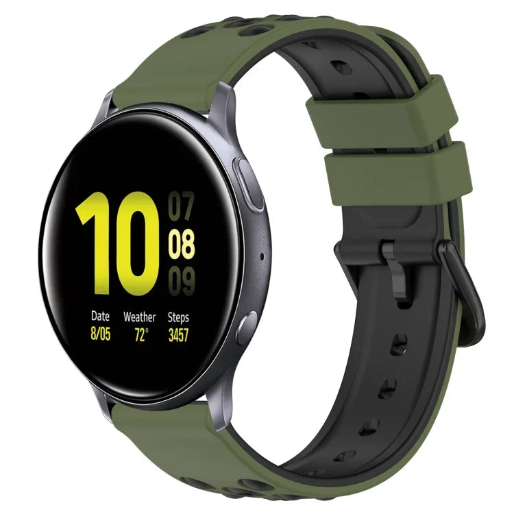 20mm Two-Color Porous Silicone Watch Band, For Samsung Galaxy Watch Active2 44mm, For Samsung Galaxy Watch 42mm