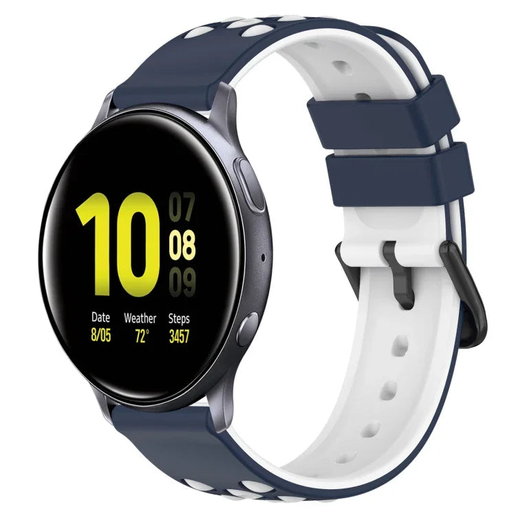 20mm Two-Color Porous Silicone Watch Band, For Samsung Galaxy Watch Active2 44mm, For Samsung Galaxy Watch 42mm