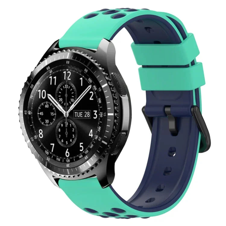 22mm Two-Color Porous Silicone Watch Band, For Samsung Galaxy Watch3 45mm, For Samsung Galaxy Watch 46mm, For Samsung Gear S3 Classic, For Samsung Gear S3 Frontier