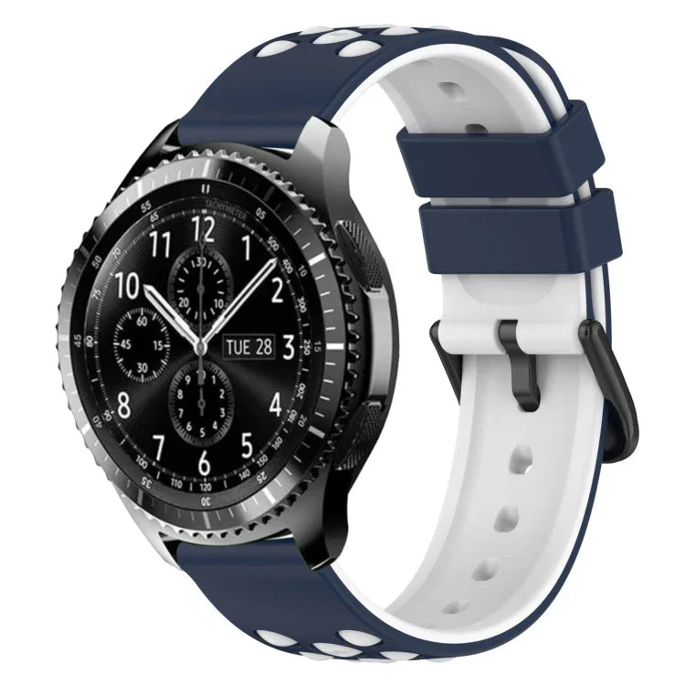 22mm Two-Color Porous Silicone Watch Band, For Samsung Galaxy Watch3 45mm, For Samsung Galaxy Watch 46mm, For Samsung Gear S3 Classic, For Samsung Gear S3 Frontier