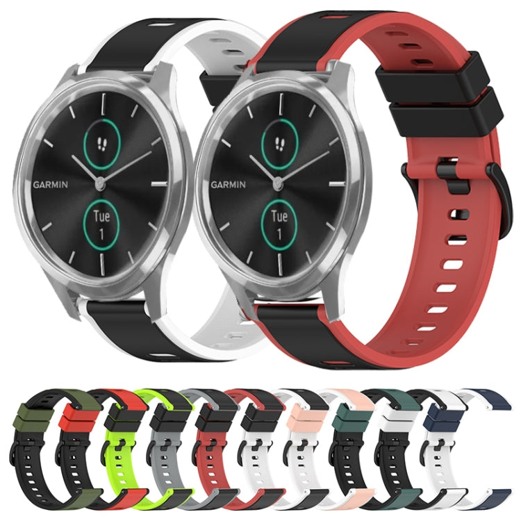 22mm Two-Color Silicone Watch Band, For Garmin Garminmove Style, For Garmin Forerunner 645 Music