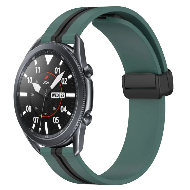 22mm Folding Magnetic Clasp Silicone Watch Band, For Samsung Galaxy Watch3 45mm, For Samsung Galaxy Watch 46mm, For Samsung Gear S3 Classic, For Samsung Gear S3 Frontier