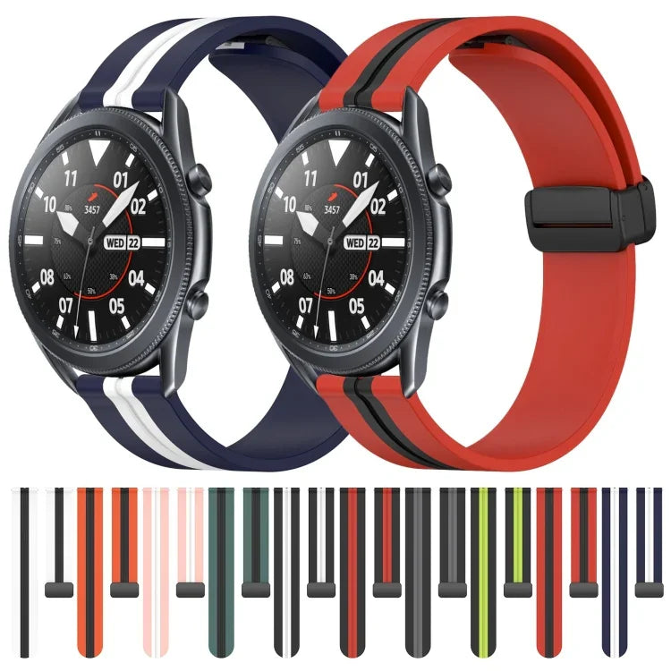 22mm Folding Magnetic Clasp Silicone Watch Band, For Samsung Galaxy Watch3 45mm, For Samsung Galaxy Watch 46mm, For Samsung Gear S3 Classic, For Samsung Gear S3 Frontier