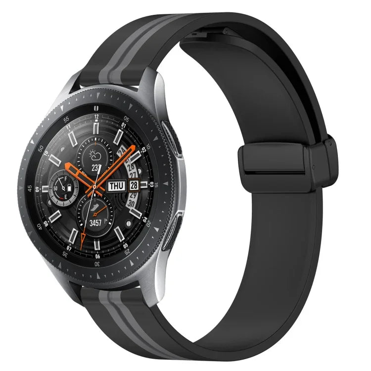 22mm Folding Magnetic Clasp Silicone Watch Band, For Samsung Galaxy Watch3 45mm, For Samsung Galaxy Watch 46mm, For Samsung Gear S3 Classic, For Samsung Gear S3 Frontier