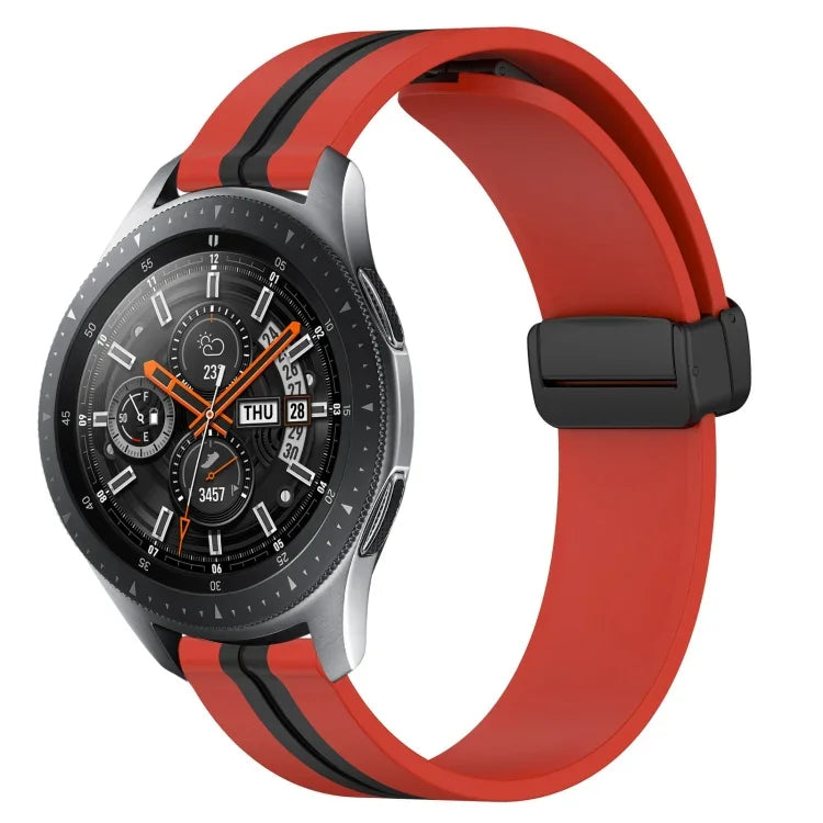 22mm Folding Magnetic Clasp Silicone Watch Band, For Samsung Galaxy Watch3 45mm, For Samsung Galaxy Watch 46mm, For Samsung Gear S3 Classic, For Samsung Gear S3 Frontier