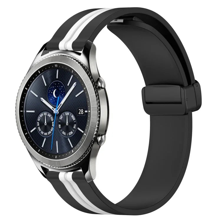 22mm Folding Magnetic Clasp Silicone Watch Band, For Samsung Galaxy Watch3 45mm, For Samsung Galaxy Watch 46mm, For Samsung Gear S3 Classic, For Samsung Gear S3 Frontier