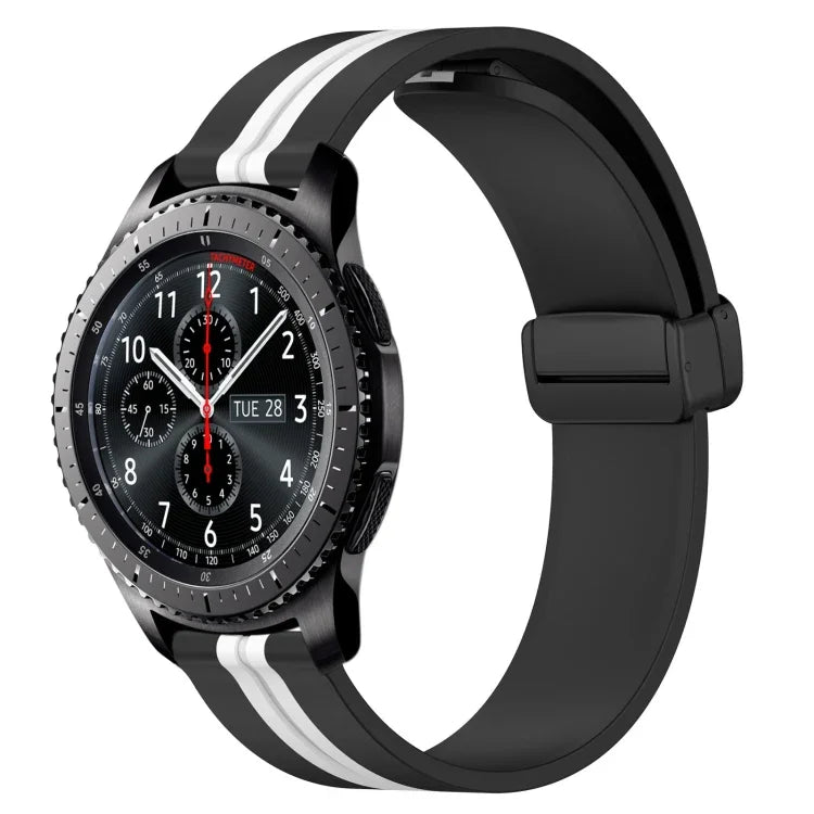 22mm Folding Magnetic Clasp Silicone Watch Band, For Samsung Galaxy Watch3 45mm, For Samsung Galaxy Watch 46mm, For Samsung Gear S3 Classic, For Samsung Gear S3 Frontier