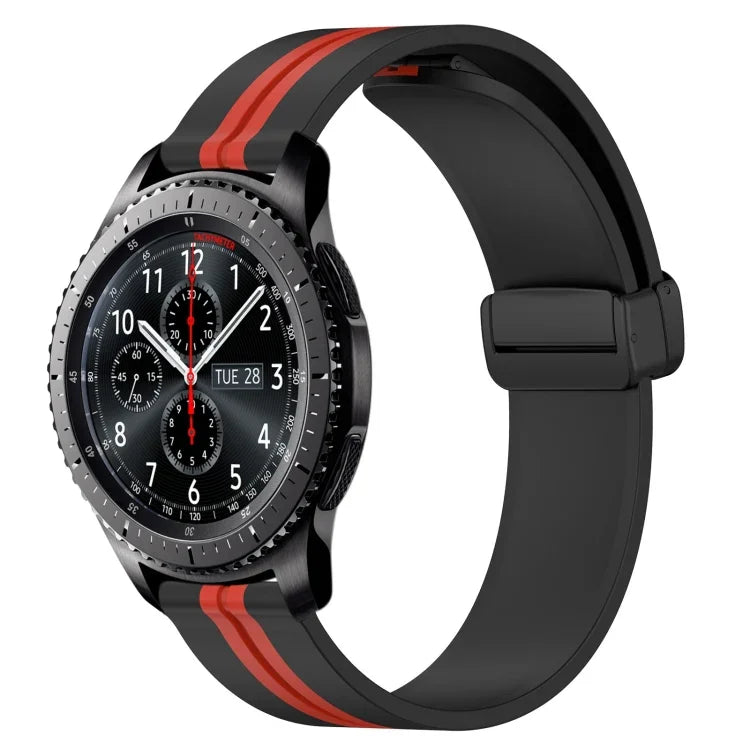 22mm Folding Magnetic Clasp Silicone Watch Band, For Samsung Galaxy Watch3 45mm, For Samsung Galaxy Watch 46mm, For Samsung Gear S3 Classic, For Samsung Gear S3 Frontier