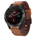 22mm Leather Steel Buckle Watch Band, For Garmin Fenix 5 Plus, For Garmin Instinct