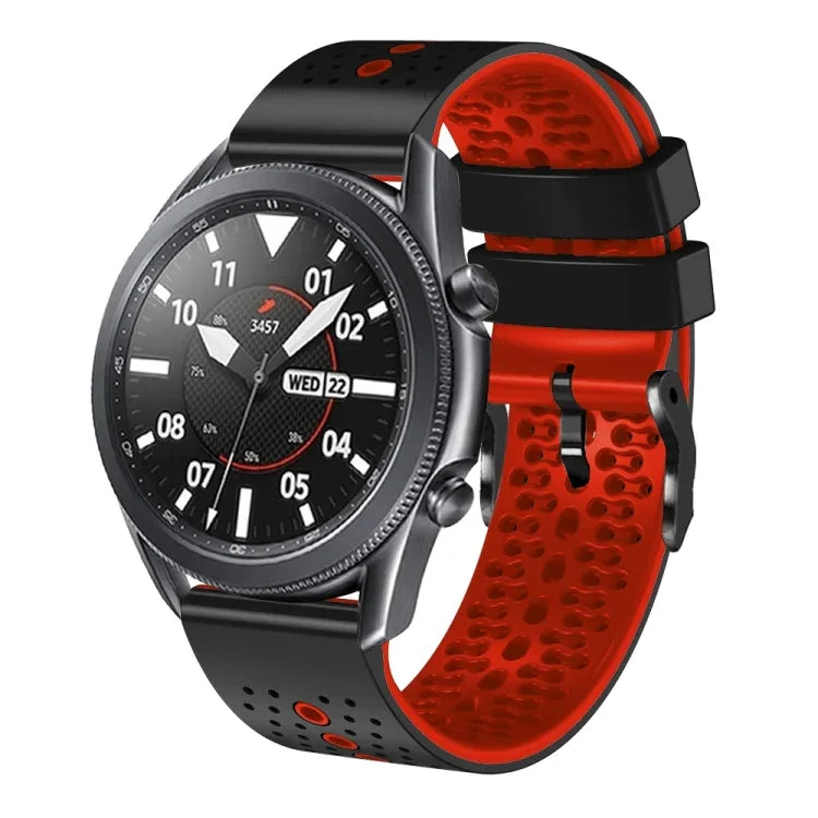 22mm Perforated Two-Color Silicone Watch Band, For Samsung Galaxy Watch3 45mm, For Samsung Galaxy Watch 46mm, For Samsung Gear S3 Classic, For Samsung Gear S3 Frontier