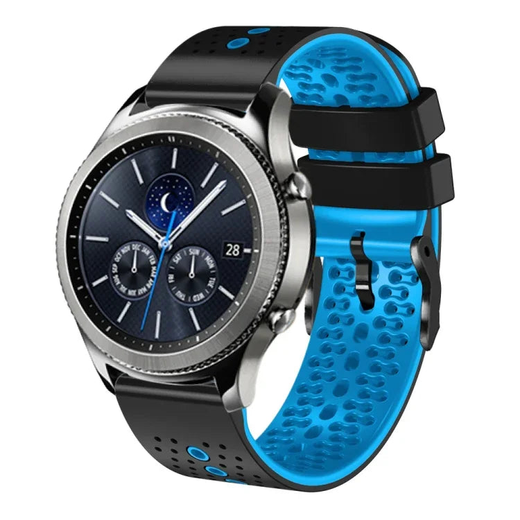 22mm Perforated Two-Color Silicone Watch Band, For Samsung Galaxy Watch3 45mm, For Samsung Galaxy Watch 46mm, For Samsung Gear S3 Classic, For Samsung Gear S3 Frontier