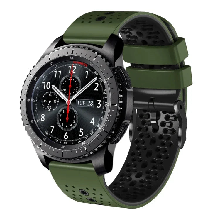 22mm Perforated Two-Color Silicone Watch Band, For Samsung Galaxy Watch3 45mm, For Samsung Galaxy Watch 46mm, For Samsung Gear S3 Classic, For Samsung Gear S3 Frontier