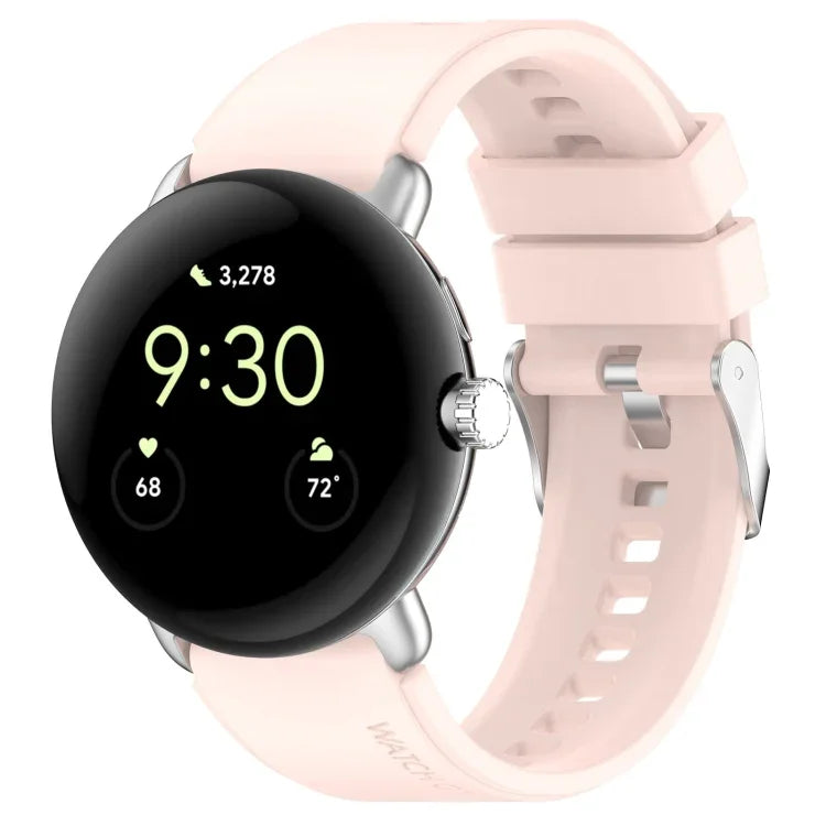 Metal Connector Solid Color Silicone Watch Band, For Google Pixel Watch 4 / 3 / 2 / 1 41mm